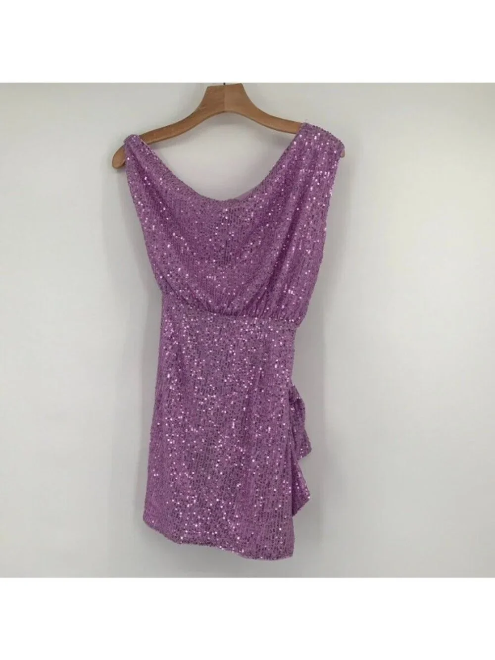 Morning mist pippa one shoulder sequin mini dress lilac size large women's new - Picture 5 of 13